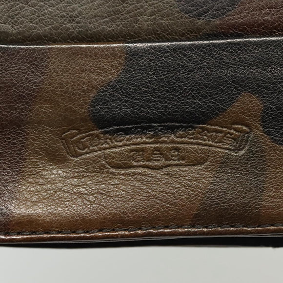 Chrome Hearts Wave Cross Ball Long Wallet Leather Green Auth 136315