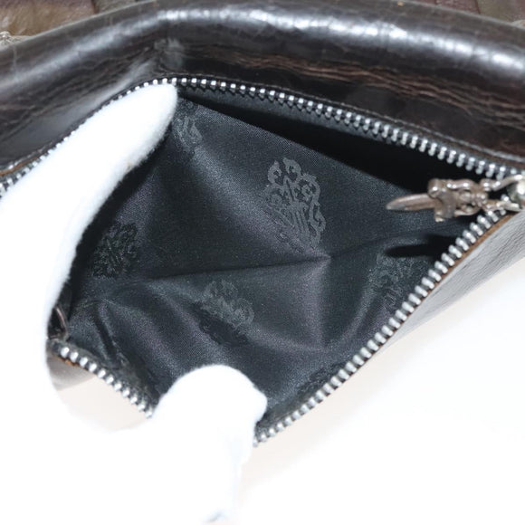 Chrome Hearts Wave Cross Ball Long Wallet Leather Green Auth 136315