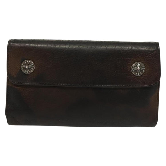 Chrome Hearts Wave Cross Ball Long Wallet Leather Green Auth 136315