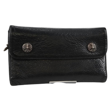 Chrome Hearts Wave Cross Ball Long Wallet Leather Black Auth 136316M