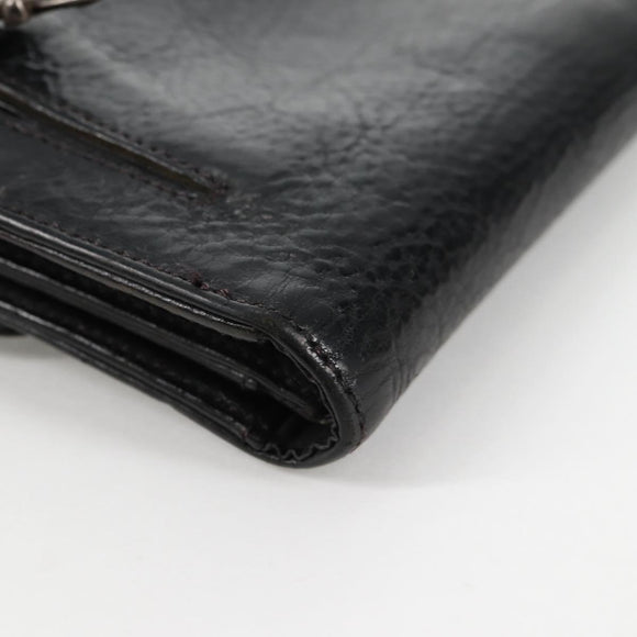 Chrome Hearts Wave Cross Ball Long Wallet Leather Black Auth 136316M