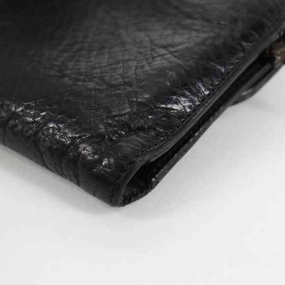 Chrome Hearts Wave Cross Ball Long Wallet Leather Black Auth 136316M