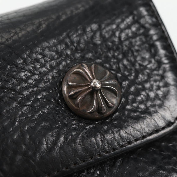 Chrome Hearts Wave Cross Ball Long Wallet Leather Black Auth 136316M