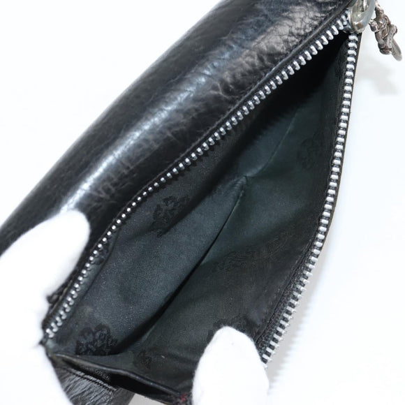 Chrome Hearts Wave Cross Ball Long Wallet Leather Black Auth 136316M