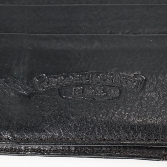 Chrome Hearts Wave Cross Ball Long Wallet Leather Black Auth 136316M