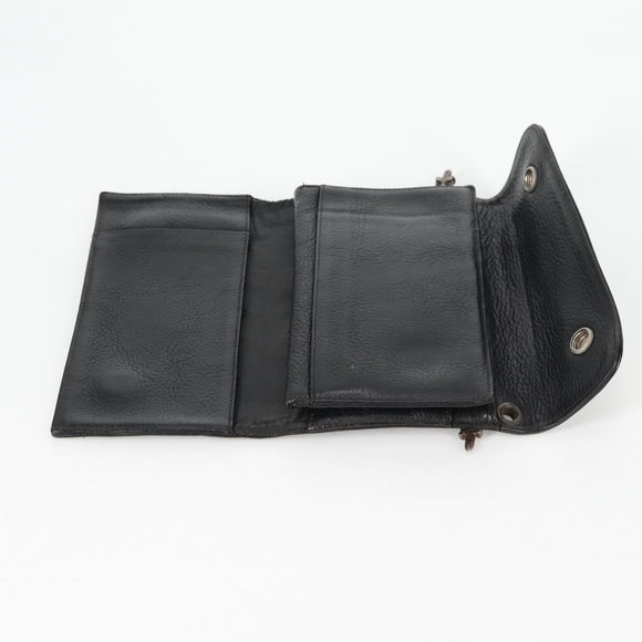 Chrome Hearts Wave Cross Ball Long Wallet Leather Black Auth 136316M