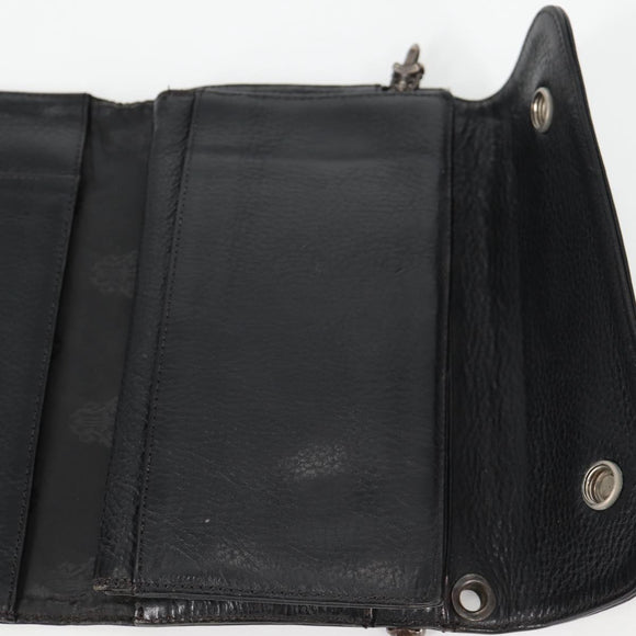 Chrome Hearts Wave Cross Ball Long Wallet Leather Black Auth 136316M
