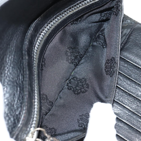 Chrome Hearts Wave Cross Ball Long Wallet Leather Black Auth 136316M