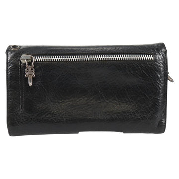 Chrome Hearts Wave Cross Ball Long Wallet Leather Black Auth 136316M - 0