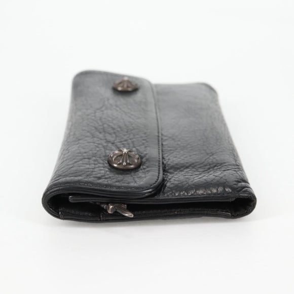 Chrome Hearts Wave Cross Ball Long Wallet Leather Black Auth 136316M
