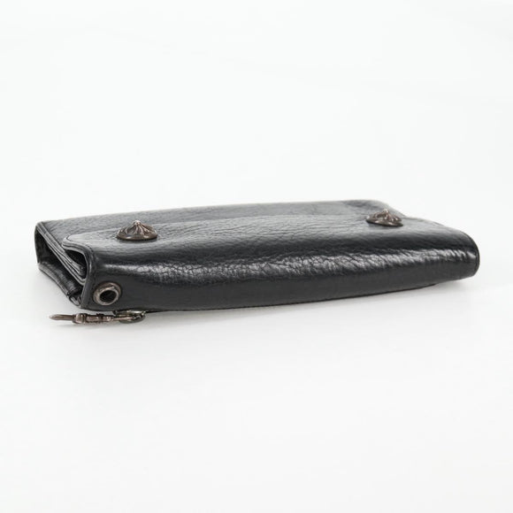 Chrome Hearts Wave Cross Ball Long Wallet Leather Black Auth 136316M