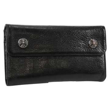 Chrome Hearts Wave Cross Ball Long Wallet Leather Black Auth 136317M