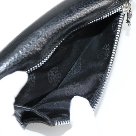 Chrome Hearts Wave Cross Ball Lange Portemonnee Leer Zwart Auth 136317M