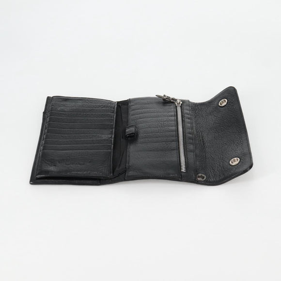 Chrome Hearts Wave Cross Ball Long Wallet Leather Black Auth 136317M