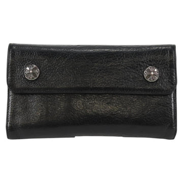 Chrome Hearts Wave Cross Ball Long Wallet Leather Black Auth 136317M - 0