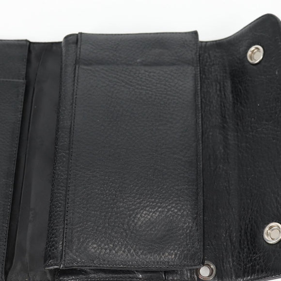 Chrome Hearts Wave Cross Ball Long Wallet Leather Black Auth 136317M