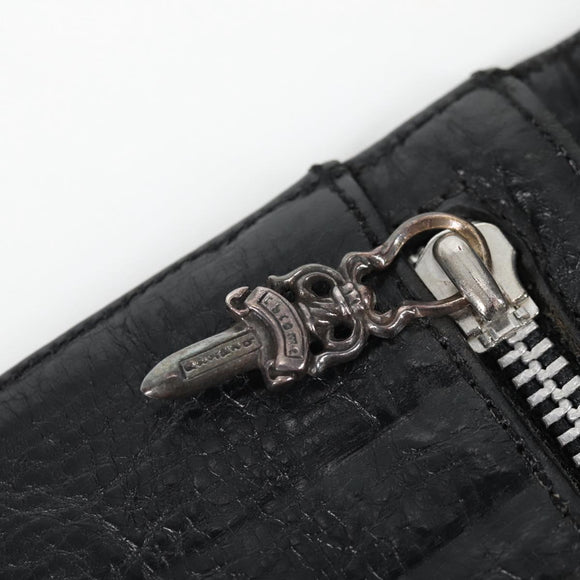 Chrome Hearts Wave Cross Ball Long Wallet Leather Black Auth 136317M
