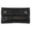 Chrome Hearts Wave Cross Ball Lange Portemonnee Leer Zwart Auth 136317M-13