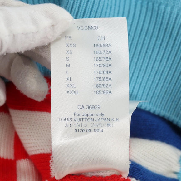 LOUIS VUITTON Damier Knit Sweater Jacket Wool Light Blue LV Auth 136318M