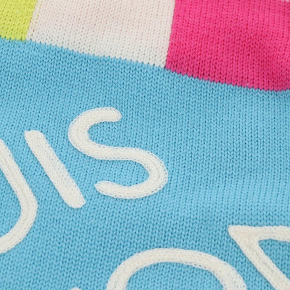 LOUIS VUITTON Damier Knit Sweater Jacket Wool Light Blue LV Auth 136318M