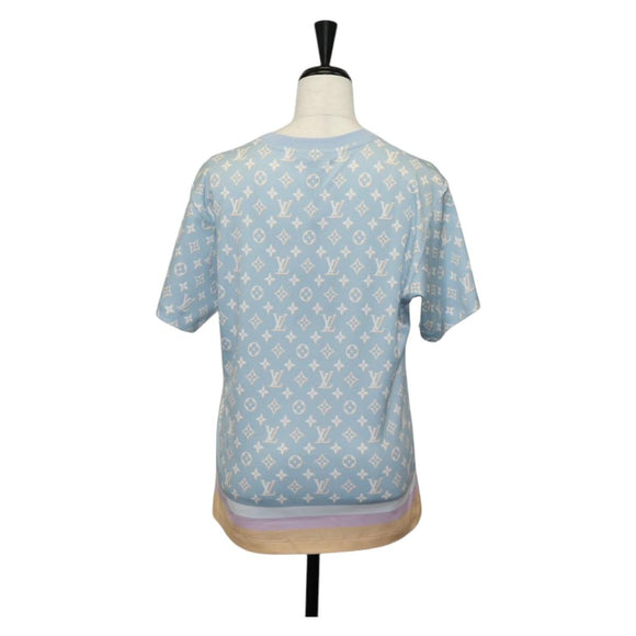 LOUIS VUITTON Monogram Short Sleeved T Shirt Cotton Light Blue LV Auth 136319M