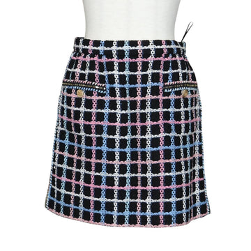 CHANEL Skirt Tweed Navy CC Auth 136320M