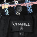 CHANEL Skirt Tweed Navy CC Auth 136320M-10