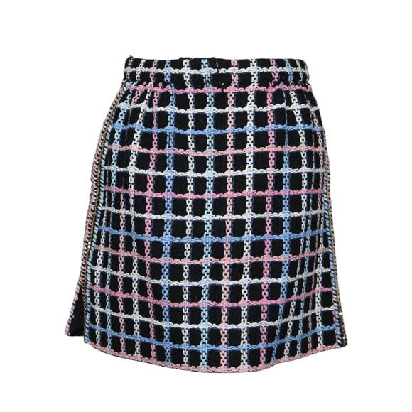 CHANEL Skirt Tweed Navy CC Auth 136320M
