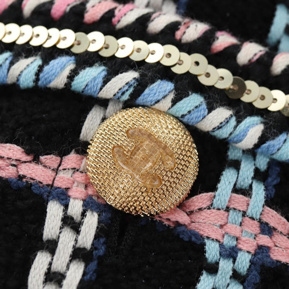 CHANEL Skirt Tweed Navy CC Auth 136320M