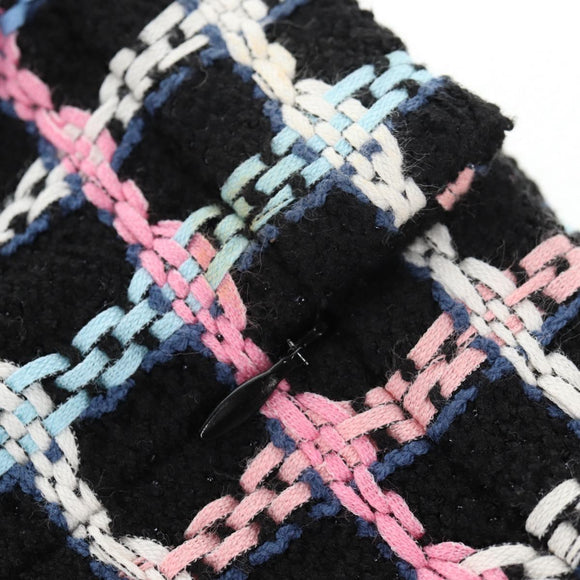 CHANEL Skirt Tweed Navy CC Auth 136320M