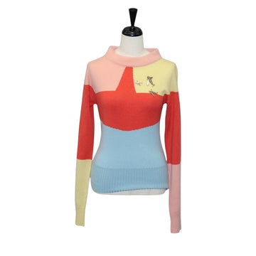 CHANEL Knit Sweater Jacket Cashmere Red CC Auth 136321M