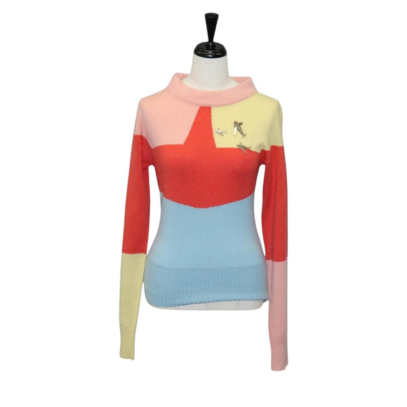 CHANEL Knit Sweater Jacket Cashmere Red CC Auth 136321M