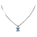 LOUIS VUITTON Chain LV Printed Initials Necklace Silver M01507 LV Auth 136324M-1
