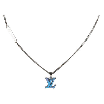 LOUIS VUITTON Chain LV Printed Initials Necklace Silver M01507 LV Auth 136324M