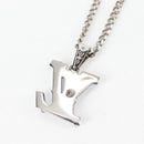 LOUIS VUITTON Chain LV Printed Initials Necklace Silver M01507 LV Auth 136324M-13