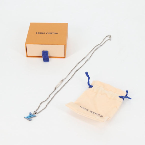LOUIS VUITTON Chain LV Printed Initials Necklace Silver M01507 LV Auth 136324M