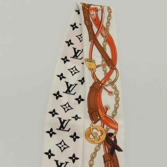 LOUIS VUITTON Flower And Straps Bando BB Scarf Silk White M90658 LV Auth 136325M