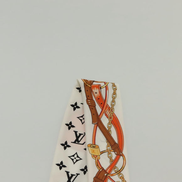 LOUIS VUITTON Flower And Straps Bando BB Scarf Silk White M90658 LV Auth 136325M