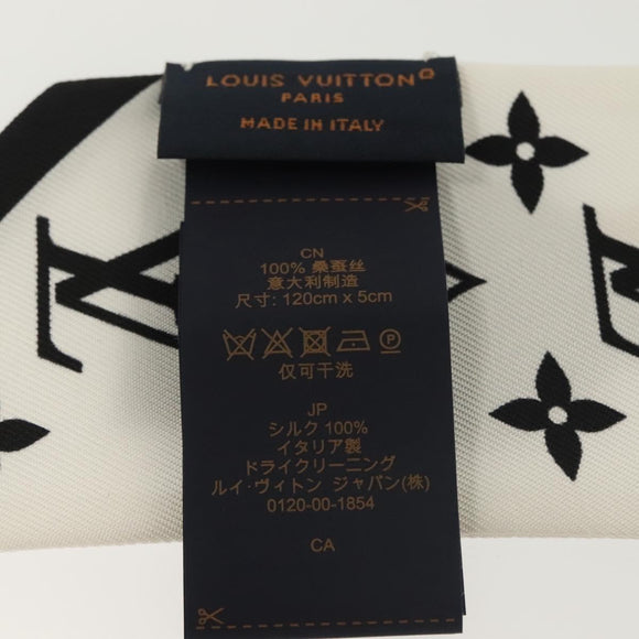 LOUIS VUITTON Flower And Straps Bando BB Scarf Silk White M90658 LV Auth 136325M