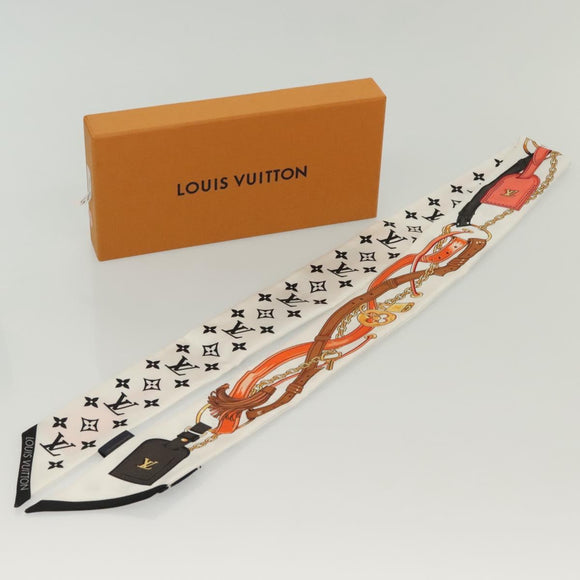 LOUIS VUITTON Flower And Straps Bando BB Scarf Silk White M90658 LV Auth 136325M