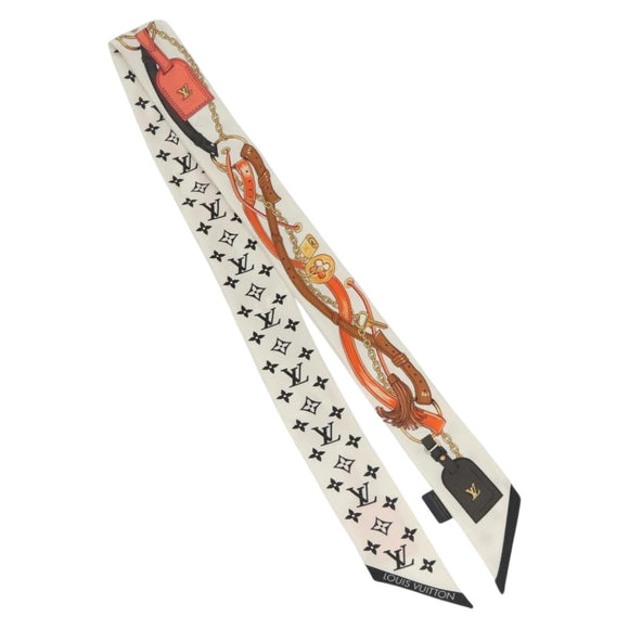 LOUIS VUITTON Flower And Straps Bando BB Scarf Silk White M90658 LV Auth 136325M
