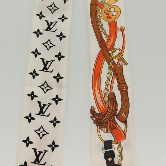 LOUIS VUITTON Flower And Straps Bando BB Scarf Silk White M90658 LV Auth 136325M