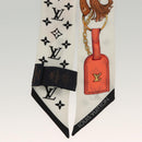 LOUIS VUITTON Flower And Straps Bando BB Scarf Silk White M90658 LV Auth 136325M-8