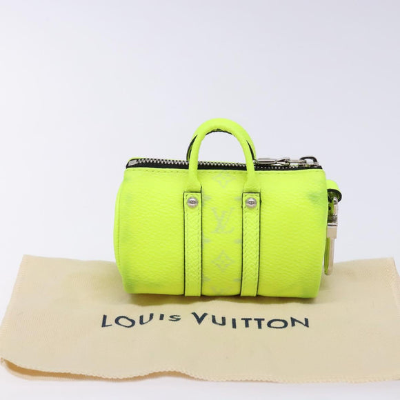 LOUIS VUITTON Taigalama Porte Cles Mini Keepall Charm Yellow M01048 Auth 136330