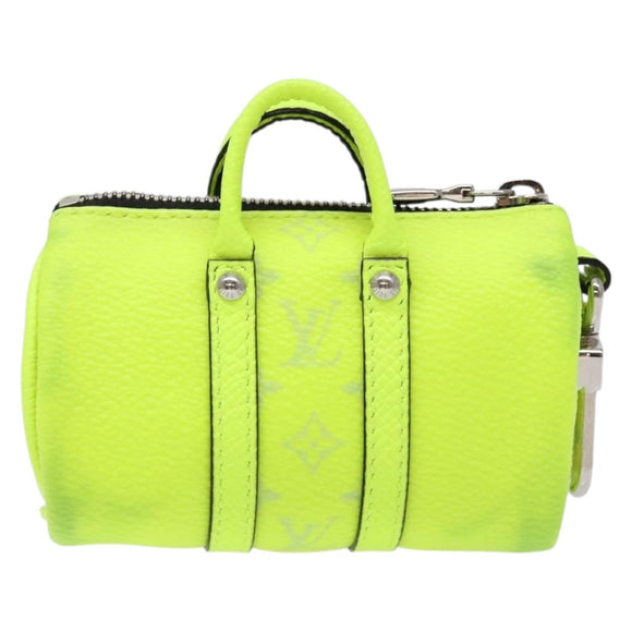 LOUIS VUITTON Taigalama Porte Cles Mini Keepall Charm Yellow M01048 Auth 136330