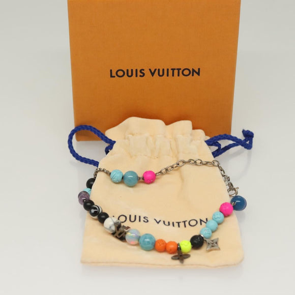 LOUIS VUITTON Brass Beads Bracelet metal Light Blue MP2938 LV Auth 136336