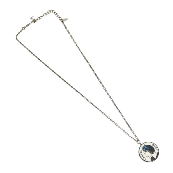 CHANEL Necklace metal Black CC Auth 136337