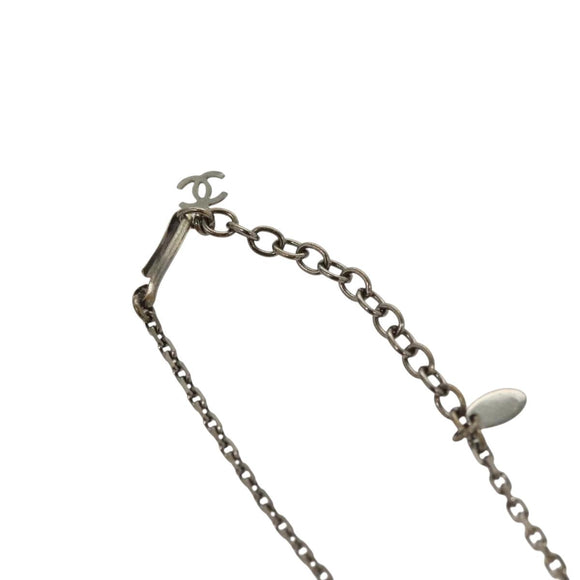 CHANEL Necklace metal Black CC Auth 136337