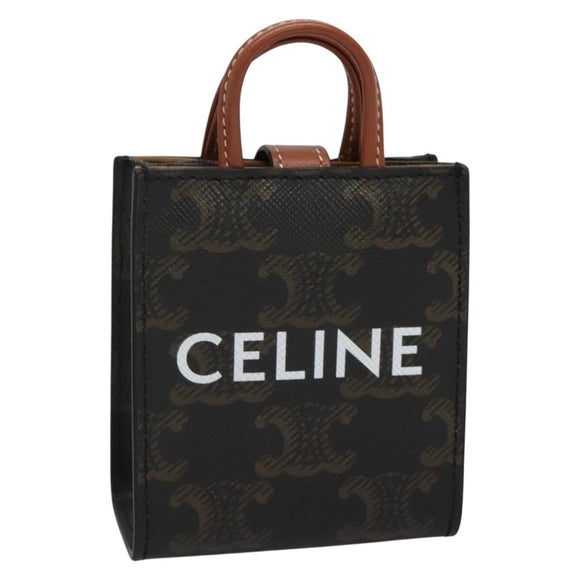 CELINE Triomphe Schlüsseletui PVC Schwarz Gold Auth 136339