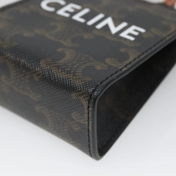 CELINE Triomphe Schlüsseletui PVC Schwarz Gold Auth 136339